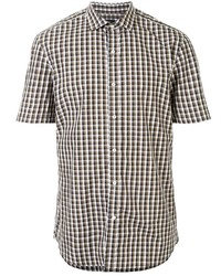 Мужская оливковая рубашка с коротким рукавом в мелкую клетку от Kent & Curwen