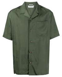 Мужская оливковая рубашка с коротким рукавом с вышивкой от Han Kjobenhavn