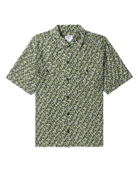 Мужская оливковая рубашка с коротким рукавом с камуфляжным принтом от A.P.C.
