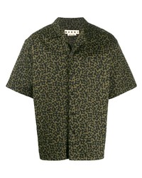 Мужская оливковая рубашка с коротким рукавом с камуфляжным принтом от Marni