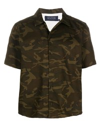 Мужская оливковая рубашка с коротким рукавом с камуфляжным принтом от Natural Selection
