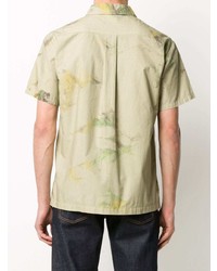 Мужская оливковая рубашка с коротким рукавом с принтом тай-дай от John Elliott