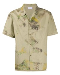 Мужская оливковая рубашка с коротким рукавом с принтом тай-дай от John Elliott