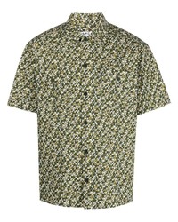 Мужская оливковая рубашка с коротким рукавом с принтом от A.P.C.