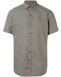 Мужская оливковая рубашка с коротким рукавом с принтом от Kent & Curwen