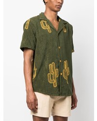 Мужская оливковая рубашка с коротким рукавом с принтом от OAS Company