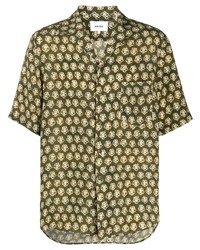 Мужская оливковая рубашка с коротким рукавом с принтом от Nanushka