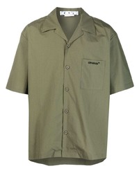Мужская оливковая рубашка с коротким рукавом с принтом от Off-White