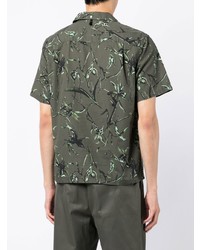 Мужская оливковая рубашка с коротким рукавом с цветочным принтом от rag & bone