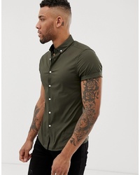 Мужская оливковая рубашка с коротким рукавом от ASOS DESIGN