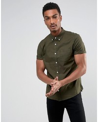 Мужская оливковая рубашка с коротким рукавом от Burton Menswear