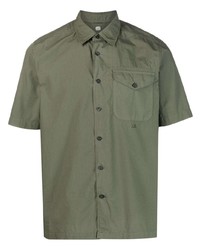 Мужская оливковая рубашка с коротким рукавом от C.P. Company