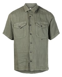 Мужская оливковая рубашка с коротким рукавом от C.P. Company