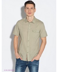 Мужская оливковая рубашка с коротким рукавом от F5