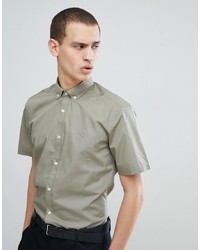 Мужская оливковая рубашка с коротким рукавом от French Connection