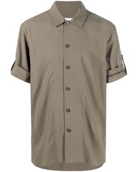 Мужская оливковая рубашка с коротким рукавом от Helmut Lang