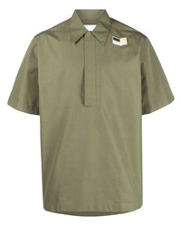 Мужская оливковая рубашка с коротким рукавом от Jil Sander