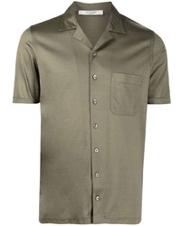 Мужская оливковая рубашка с коротким рукавом от La Fileria For D'aniello