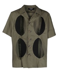 Мужская оливковая рубашка с коротким рукавом от Labrum London
