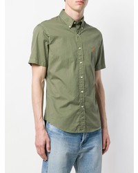 Мужская оливковая рубашка с коротким рукавом от Ralph Lauren