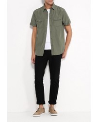 Мужская оливковая рубашка с коротким рукавом от Modis