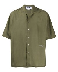 Мужская оливковая рубашка с коротким рукавом от MSGM