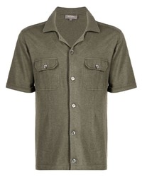 Мужская оливковая рубашка с коротким рукавом от N.Peal