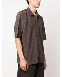 Мужская оливковая рубашка с коротким рукавом от Homme Plissé Issey Miyake