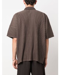 Мужская оливковая рубашка с коротким рукавом от Homme Plissé Issey Miyake