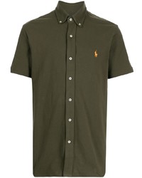 Мужская оливковая рубашка с коротким рукавом от Polo Ralph Lauren