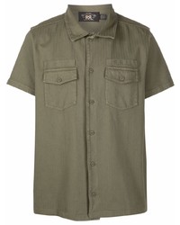 Мужская оливковая рубашка с коротким рукавом от Ralph Lauren RRL