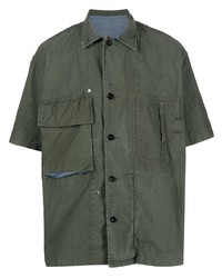 Мужская оливковая рубашка с коротким рукавом от Sacai
