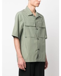 Мужская оливковая рубашка с коротким рукавом от Jil Sander