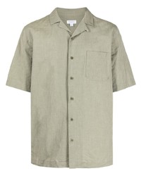 Мужская оливковая рубашка с коротким рукавом от Sunspel