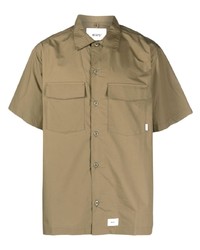Мужская оливковая рубашка с коротким рукавом от WTAPS