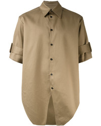 Мужская оливковая рубашка с коротким рукавом от Yang Li