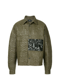 Мужская оливковая стеганая куртка-рубашка от Berthold