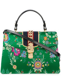 Женская оливковая сумка с цветочным принтом от Gucci