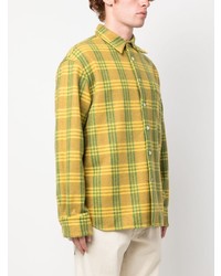 Мужская оливковая фланелевая рубашка с длинным рукавом в шотландскую клетку от Marni