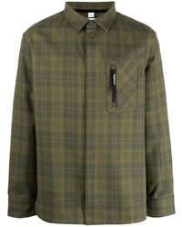 Мужская оливковая фланелевая рубашка с длинным рукавом в шотландскую клетку от Rossignol