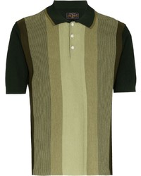 Мужская оливковая футболка-поло в вертикальную полоску от Beams Plus