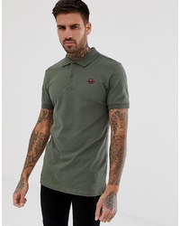 Мужская оливковая футболка-поло с вышивкой от BLEND
