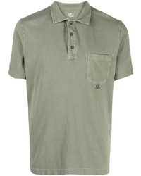 Мужская оливковая футболка-поло с вышивкой от C.P. Company