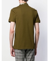 Мужская оливковая футболка-поло с вышивкой от Alexander McQueen
