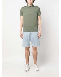 Мужская оливковая футболка-поло с вышивкой от Sun 68