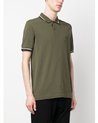 Мужская оливковая футболка-поло с вышивкой от Fred Perry