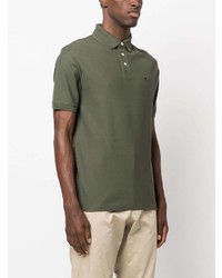 Мужская оливковая футболка-поло с вышивкой от Emporio Armani