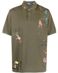 Мужская оливковая футболка-поло с вышивкой от Polo Ralph Lauren