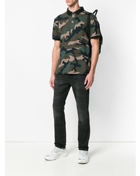 Мужская оливковая футболка-поло с камуфляжным принтом от Valentino