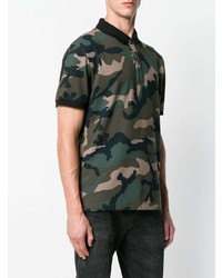 Мужская оливковая футболка-поло с камуфляжным принтом от Valentino